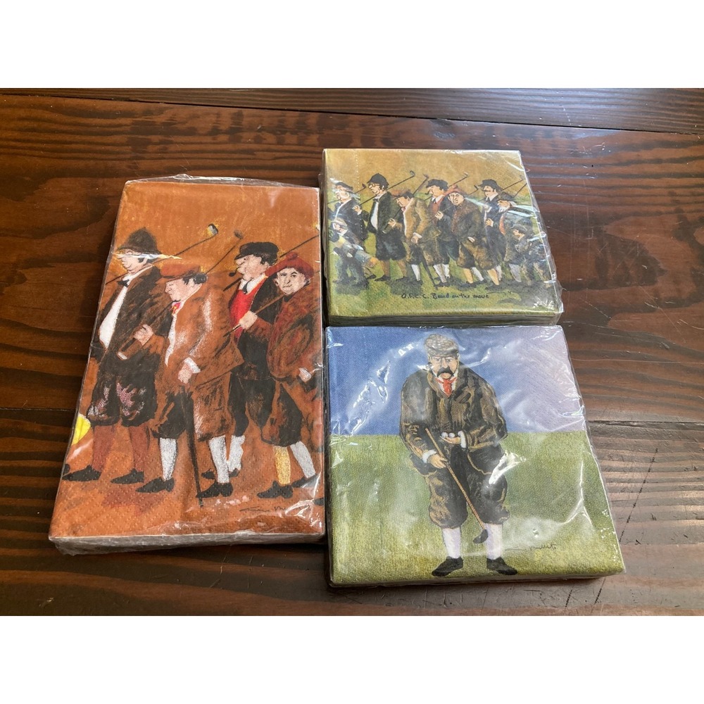 Lot of 3 Guy Buffet Collection Napkins Golf John Ball OFCC - New in Package